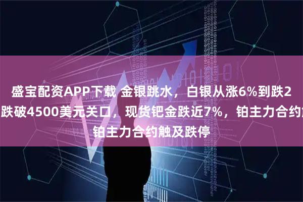 盛宝配资APP下载 金银跳水，白银从涨6%到跌2%，黄金跌破4500美元关口，现货钯金跌近7%，铂主力合约触及跌停